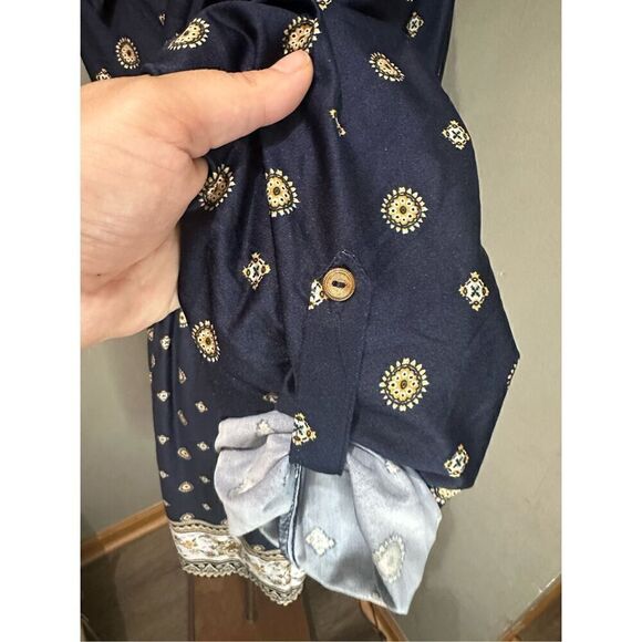 Always Indigo Womens Tunic Dress Button Up Elastic Waist Belted New XL petite ￼ - Picture 5 of 12